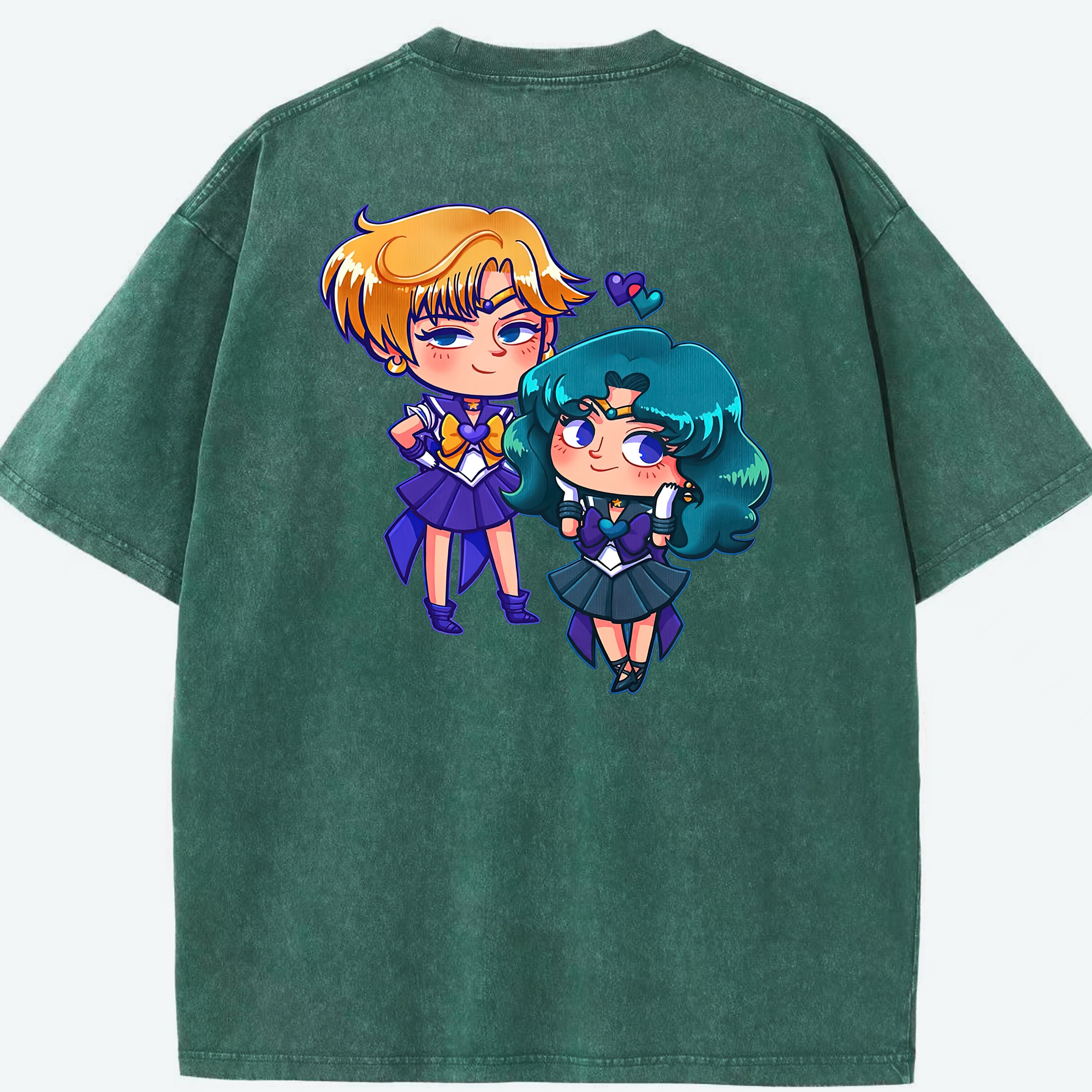 （画像用） 美少女戦士セーラームーン 天王はるか Sailor Moon Tenoh Haruka 綿100% ヴィンテージ風 半袖Tシャツ（背面プリント）